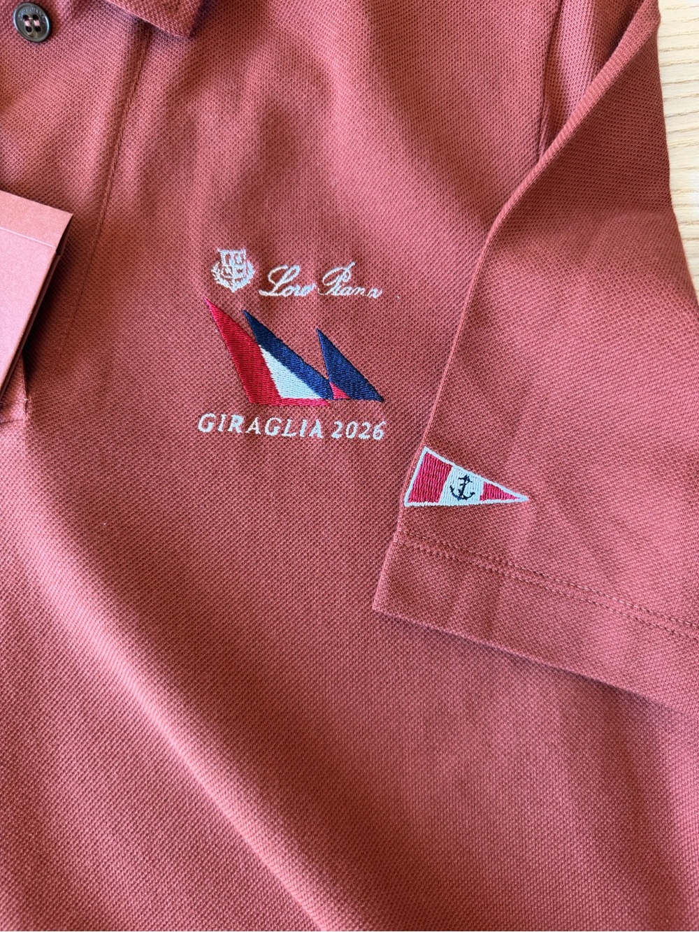 NWT Loro Piana Giraglia 2026 Open Pique Cotton Polo Shirt Rust Terracotta Sz S - Picture 5 of 7